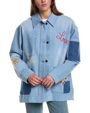 Electric and Rose Embroidery Chore Jacket - Blue