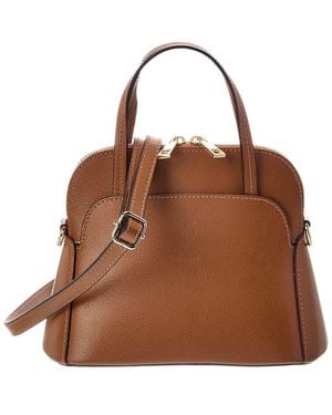 Italian Leather Serena Leather Top Handle Bag - Brown
