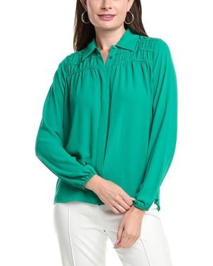 Tahari Button-Down Blouse - Blue