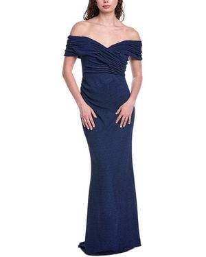 Rene Ruiz Off-Shoulder Mermaid Gown - Blue