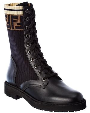 Fendi Ff Motif Leather Boot - Black
