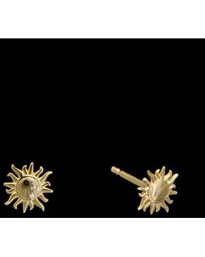 Italian Gold 14K Petite Sun Studs - Black