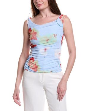 Bardot Layana Printed Mesh Asymmetrical Top - Blue