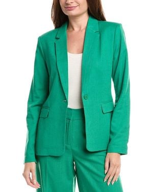 Tahari Linen-Blend Blazer - Green