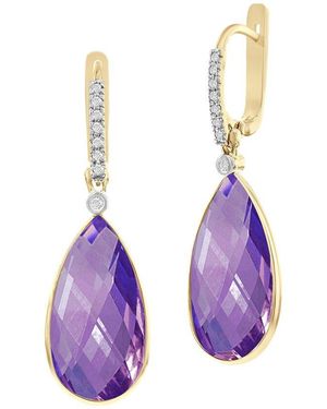 Reiss 14K 0.14 Ct. Tw. Diamond & Amethyst Earrings - Purple
