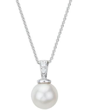 Pearls 14kdiamond 0.02 Ct. & 8mm Pearl Pendant Necklace - White