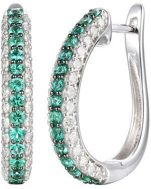 Le Vian Sustainability 14K 1.46 Ct. Tw. Diamond & Emerald Hoop Earrings - White