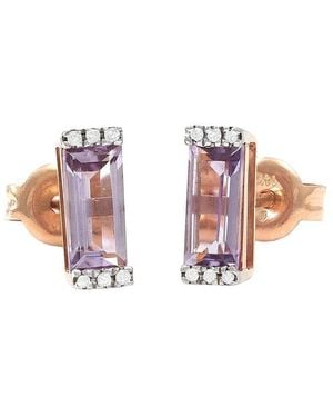 Gemstones Bar 14K Rose 1.08 Ct. Tw. Diamond & Amethyst Earrings - Pink