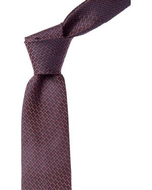 Canali Burgundy Silk Tie - Purple