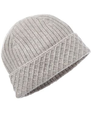 Bruno Magli Diamond Cuff Rib Cashmere Beanie - Gray