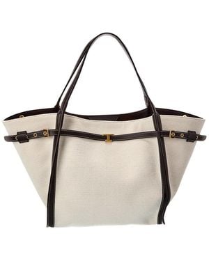 Tod's Logo Medium Canvas & Leather Tote - White