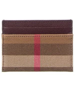 Burberry Check Canvas & Leather Card Holder - Purple