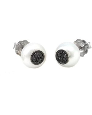 Diamond Select Cuts 0.15 Ct. Tw. Diamond & 7-8Mm Pearl Earrings - Multicolor