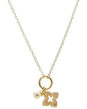 Juvell Plated Cz Clover Link Necklace - Metallic