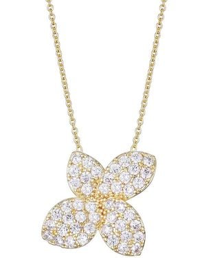 Adornia 14K Plated Cz Oversized Flower Necklace - White