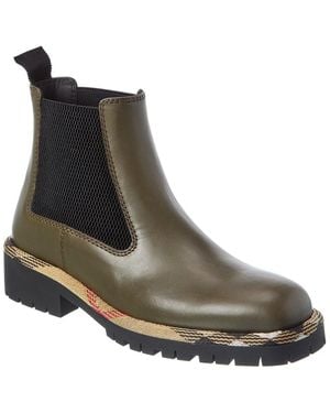 Burberry Checked Leather Boot - Brown