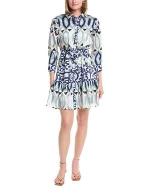 Julia Jordan Printed Satin Twill Shirtdress - Blue