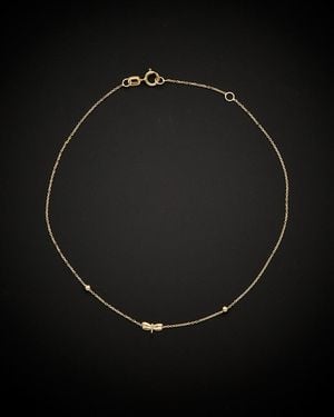 Italian Gold 14k Dragonfly Adjustable Anklet - Black
