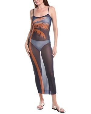 WeWoreWhat Mesh Scoop Maxi Slip Dress - Blue