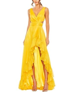 Mac Duggal Cut Out High Low Ruffle Gown - Yellow