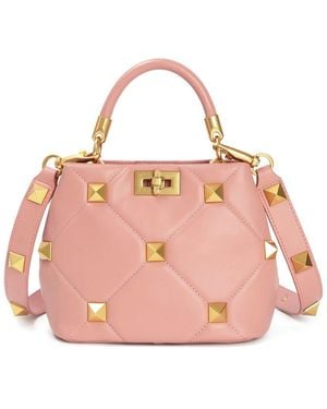 Tiffany & Fred Paris Quilted & Studded Leather Messenger Bag - Pink