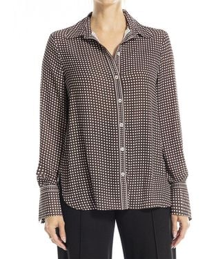 Max Studio Button Front Blouse - Brown