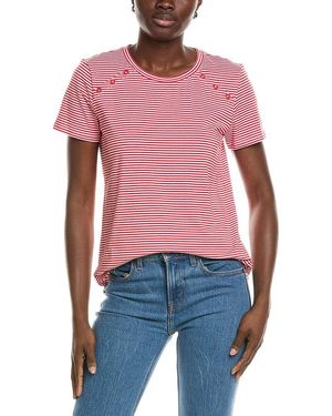 Jones New York Buttoned Shoulder T-Shirt - Red