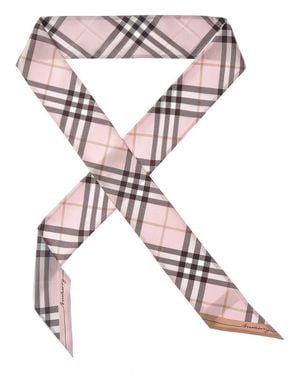 Burberry Check Silk Neck Bow - Pink