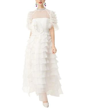 BURRYCO Short Sleeve Embellished Maxi Dress - White