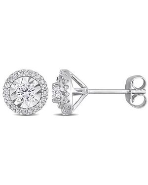 Rina Limor 10k 0.50 Ct. Tw. Diamond Halo Earrings - Metallic
