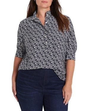NIC+ZOE Plus Etched Hearts Shirt - Blue
