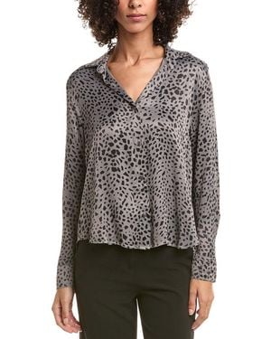Bella Dahl Flowy Hem Button Down Shirt - Gray