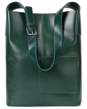 Tiffany & Fred Paris Smooth Leather Front Pocket Tote - Green