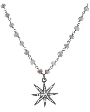 Rachel Reinhardt Jewelry Plated Labradorite & Crystal Necklace - Metallic