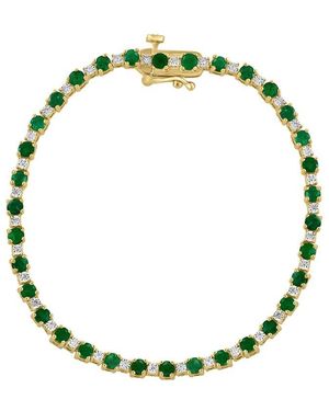 Effy Fine Jewelry Plated 3.02 Ct. Tw. Diamond & Emerald Bracelet - Green
