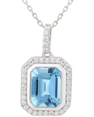 Suzy Levian Silver 0.02 Ct. Tw. Diamond & Gemstone Pendant - Blue