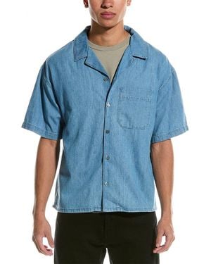 FRAME Chambray Linen-Blend Shirt - Blue