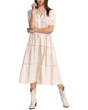 Johnny Was Tie Neck Midi Dress - Natural