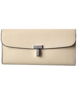 TOTEME T-lock Leather Continental Wallet - Natural
