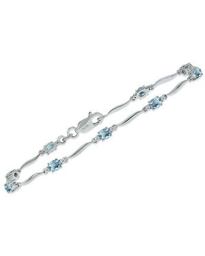 Gemstones 1.59 Ct. Tw. Diamond & Aquamarine Bracelet - Metallic