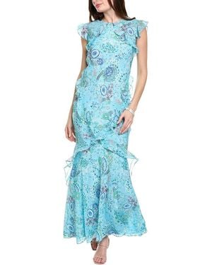 Saloni Silk Maxi Dress - Blue