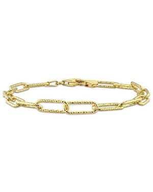 Italian Silver 18K Over Paperclip Chain Bracelet - Metallic