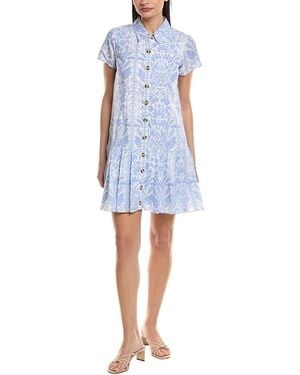 Sail To Sable Ruffle Hem Shirtdress - Blue