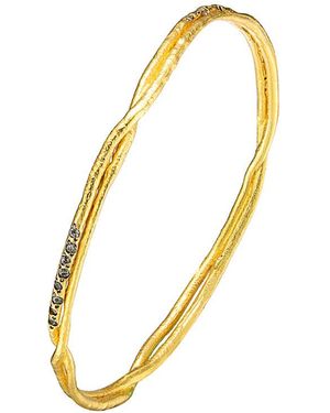 Genevive Jewelry 14k & Rhodium Over Silver Cz Bangle - Metallic