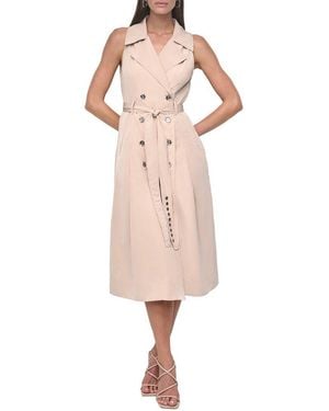 DKNY Fit & Flare Vest Dress - Natural
