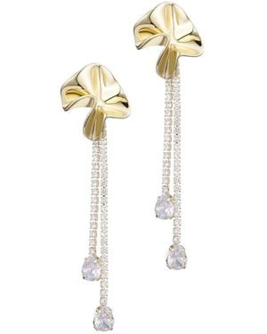 Adornia 14K Plated Crystal Flower Crystal Tennis Drop Earrings - White