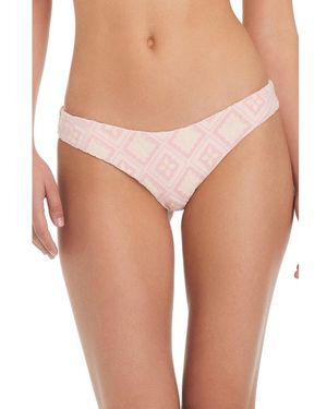 Red Carter Jacquard Geo Scoop Swim Bottoms - Pink