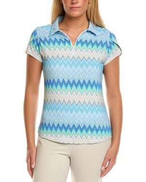 IBKUL Tulip Sleeve Polo Top - Blue