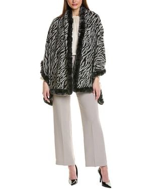 La Fiorentina Reversible Leopard Print Wool Wrap - Black