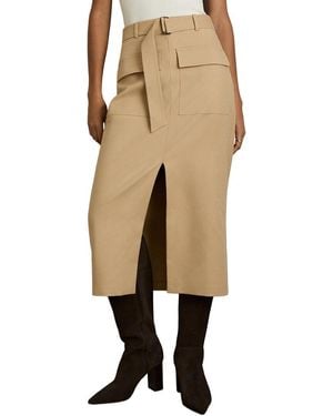 Reiss Oakley Pencil Cargo Skirt - Natural